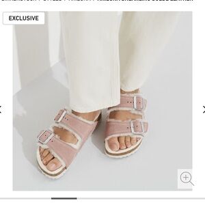 Birkenstock Arizona Shearling suede leather pink clay size 7-7.5